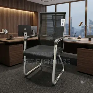 Office Chairs; Armed Black Visistors Mesh Sled Base Chair