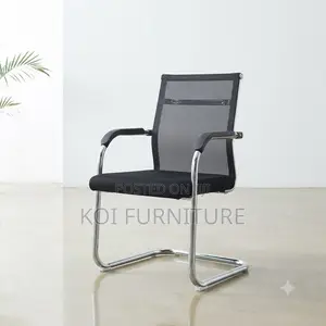 Office Chairs; Armed Black Visistors Mesh Sled Base Chair