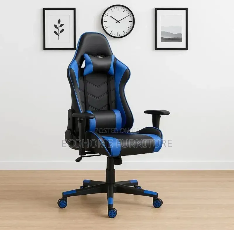 Blue Black. Gaming Chair Reclining Back