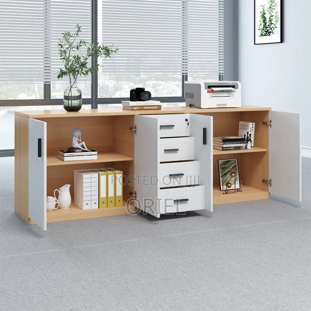 Office Credenza:2-Door Office Credenza With Vertical Lockable Drawers