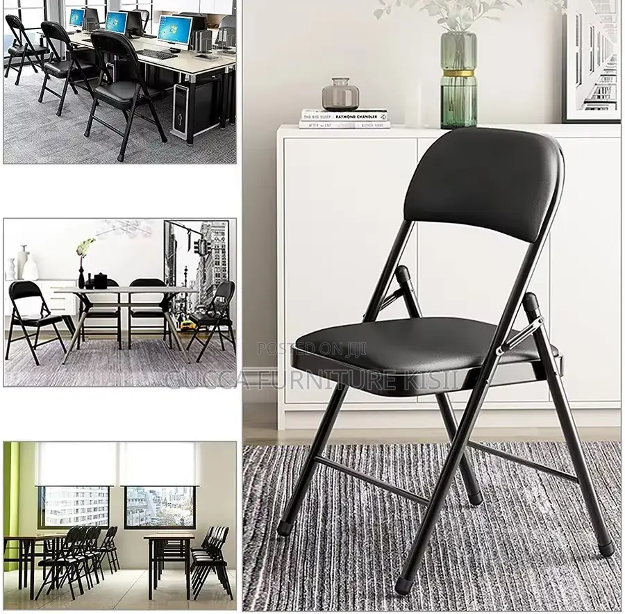 Office Chair; Foldable Black Office Study Chair