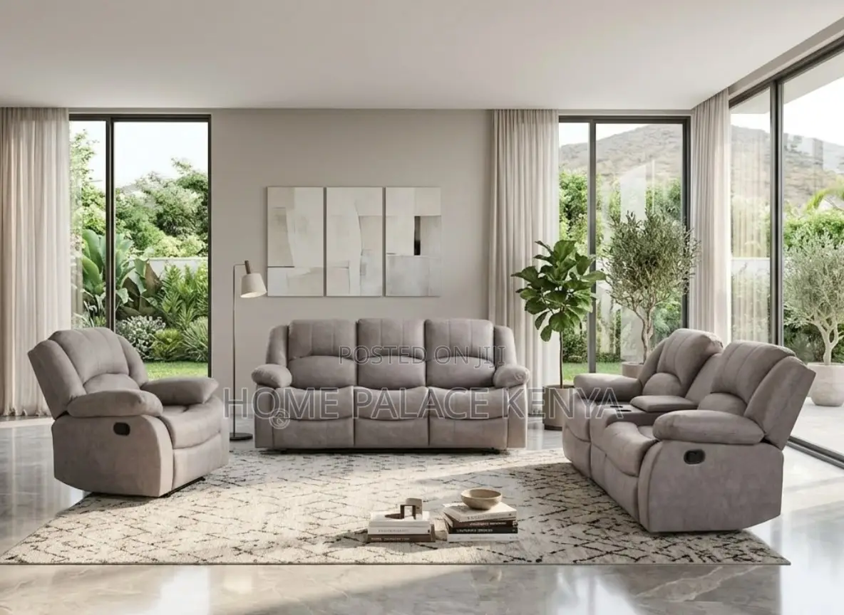 Home Sofa; Complete 3-2-1 Leather Recliner Sofa Set for Living Rooms