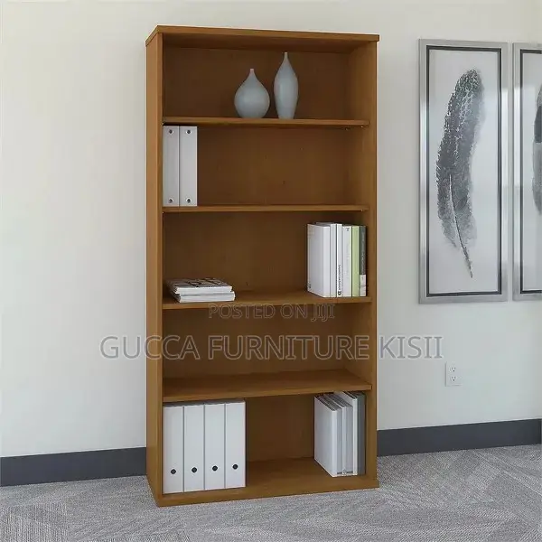 Office Bookshelf; 5-Tier Wooden Office Bookshelf