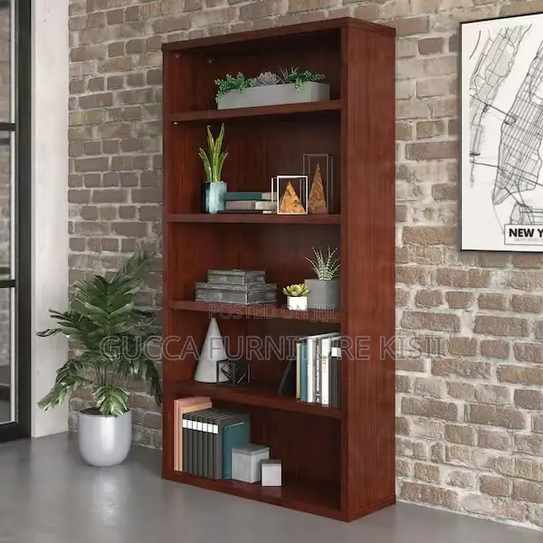 Office Bookshelf; 5-Tier Wooden Office Bookshelf
