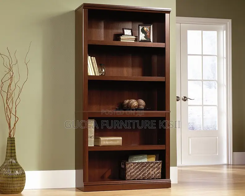 Office Bookshelf; 5-Tier Wooden Office Bookshelf