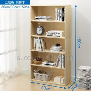 Office Bookshelf; 5-Tier Wooden Office Bookshelf