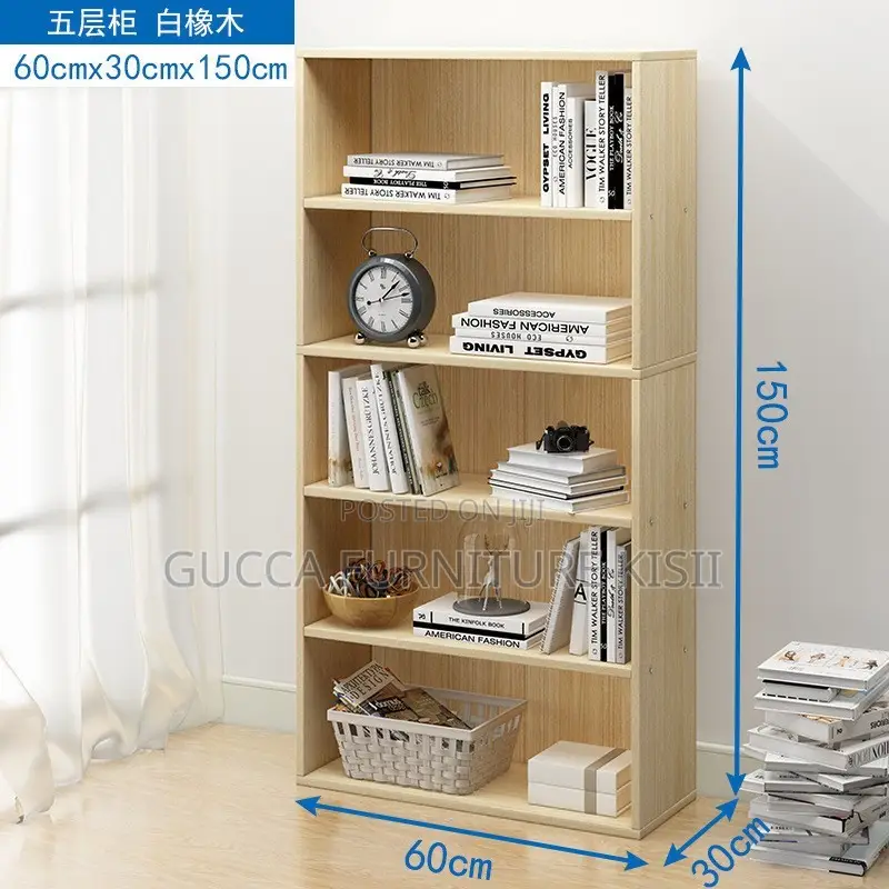Office Bookshelf; 5-Tier Wooden Office Bookshelf