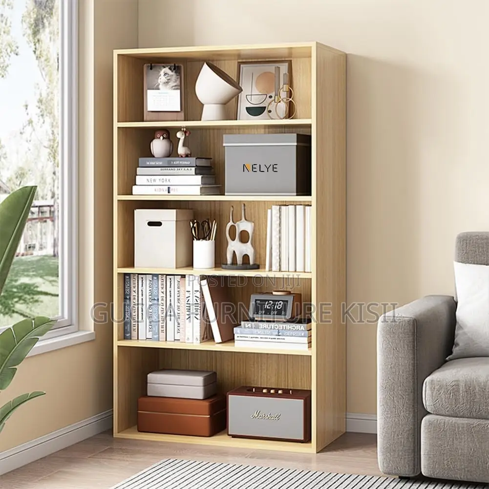 Office Bookshelf; 5-Tier Wooden Office Bookshelf