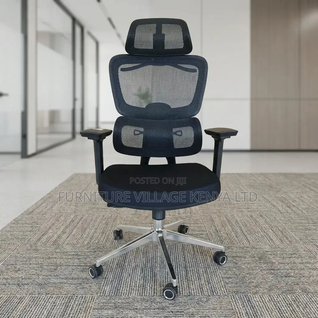 Office Chair; Black Swivel Reclining Orthopedic Seat