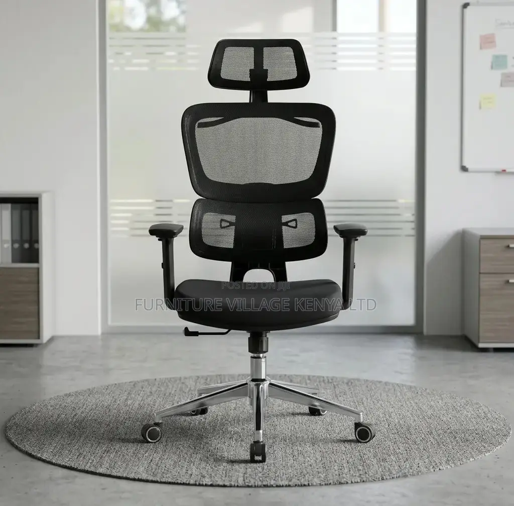 Office Chair; Black Swivel Reclining Orthopedic Seat