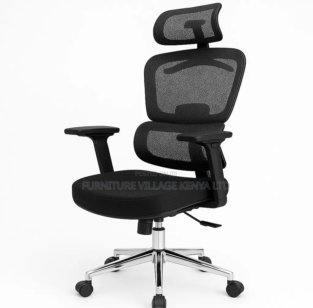 Office Chair; Black Swivel Reclining Orthopedic Seat