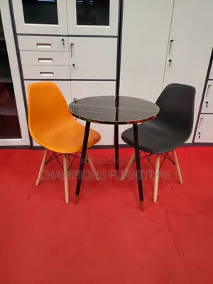 Black Marble Top Tablr and Eames Chairs Set