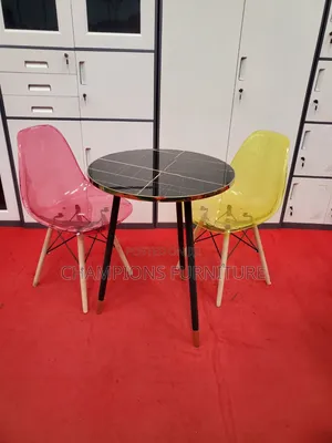 Black Marble Top Tablr and Eames Chairs Set