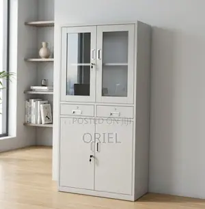 Office Cabinet:2-Door Steel Office Cabinet With Fixed Lockable Drawers