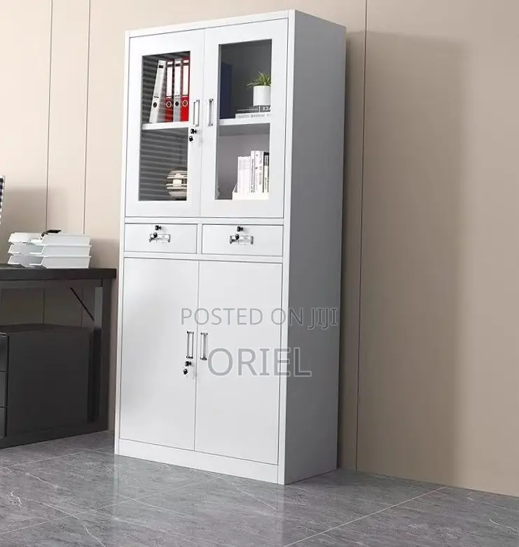 Office Cabinet:2-Door Steel Office Cabinet With Fixed Lockable Drawers
