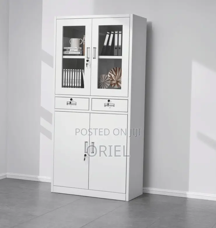 Office Cabinet:2-Door Steel Office Cabinet With Fixed Lockable Drawers