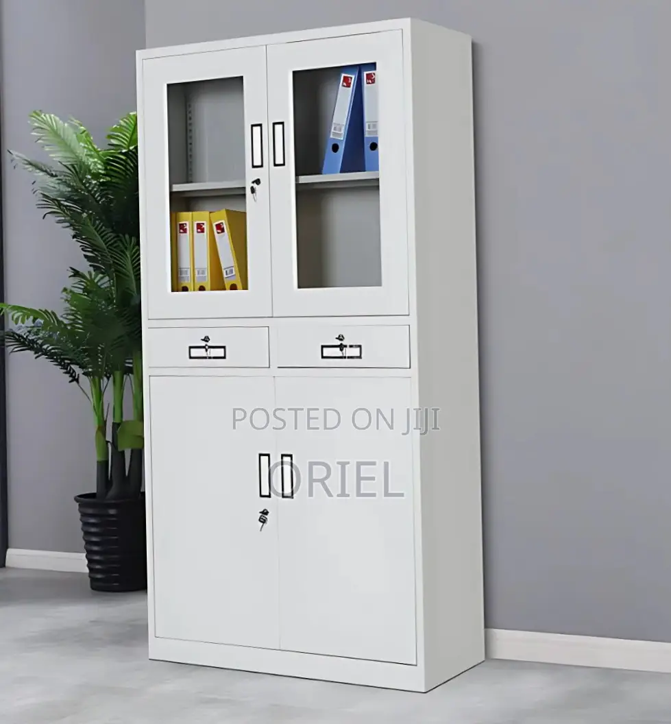 Office Cabinet:2-Door Steel Office Cabinet With Fixed Lockable Drawers