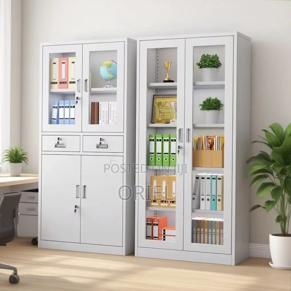 Office Cabinet:2-Door Steel Office Cabinet With Fixed Lockable Drawers