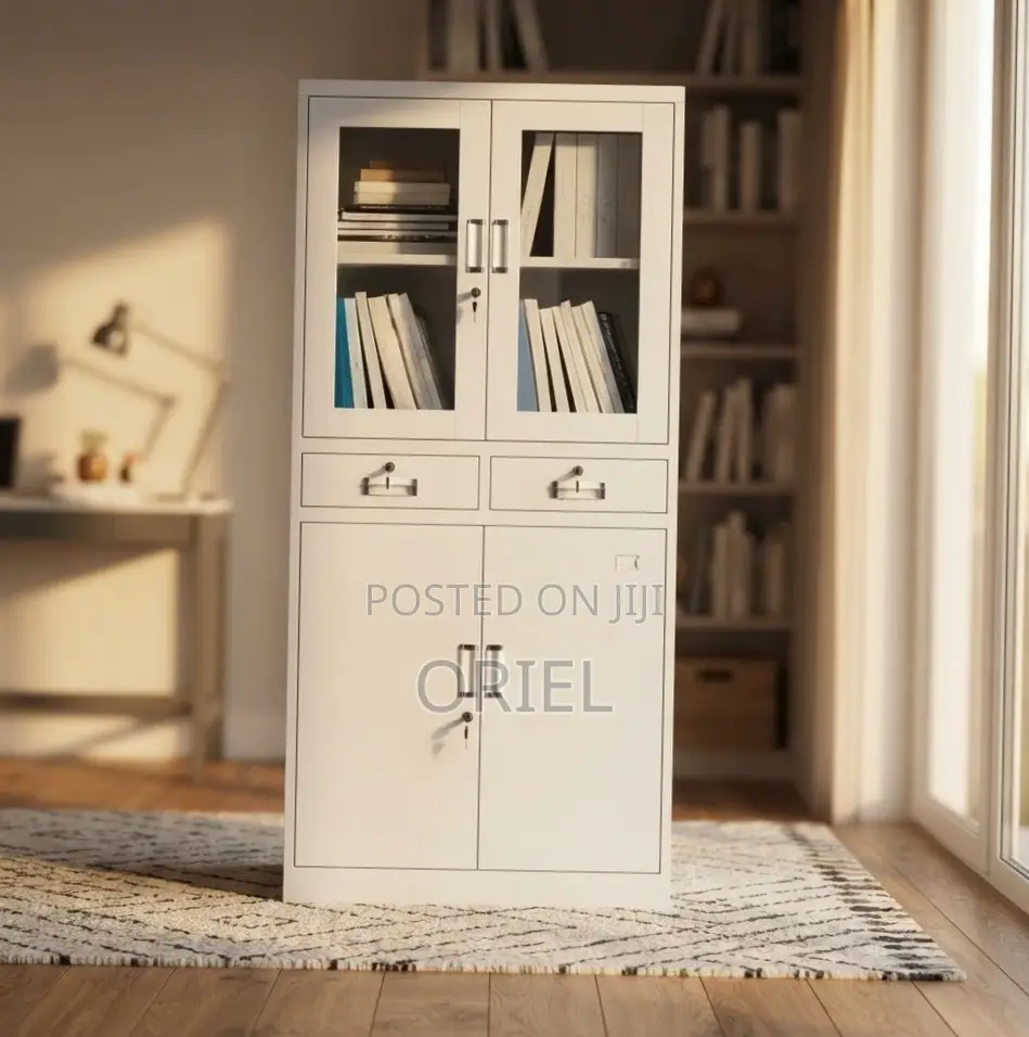 Office Cabinet:2-Door Steel Office Cabinet With Fixed Lockable Drawers