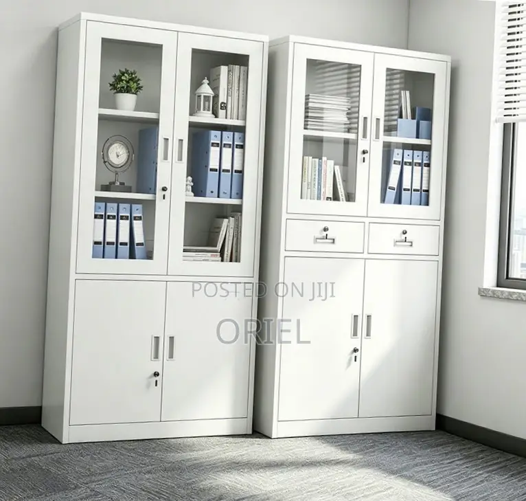 Office Cabinet:2-Door Steel Office Cabinet With Fixed Lockable Drawers