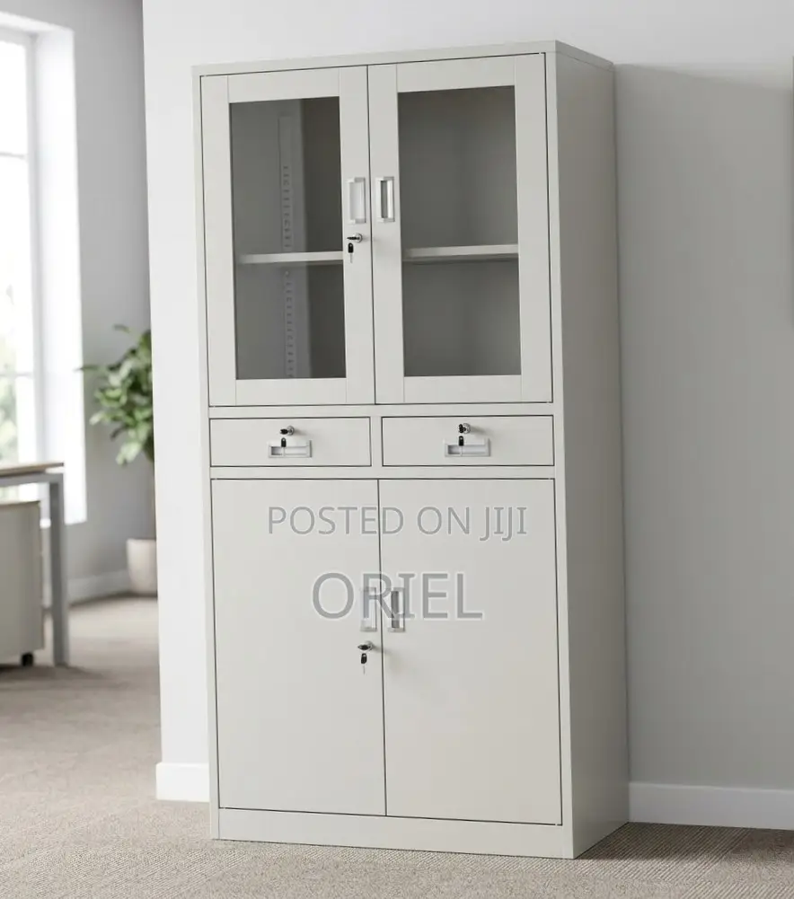 Office Cabinet:2-Door Steel Office Cabinet With Fixed Lockable Drawers