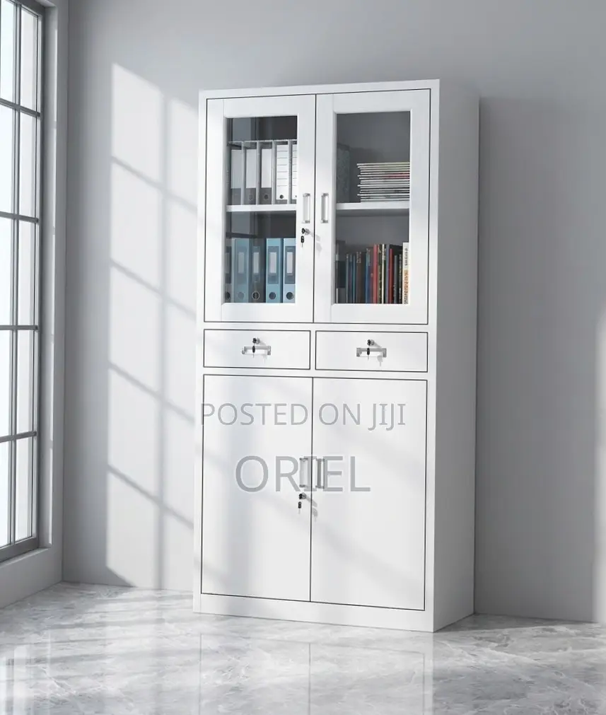 Office Cabinet:2-Door Steel Office Cabinet With Fixed Lockable Drawers