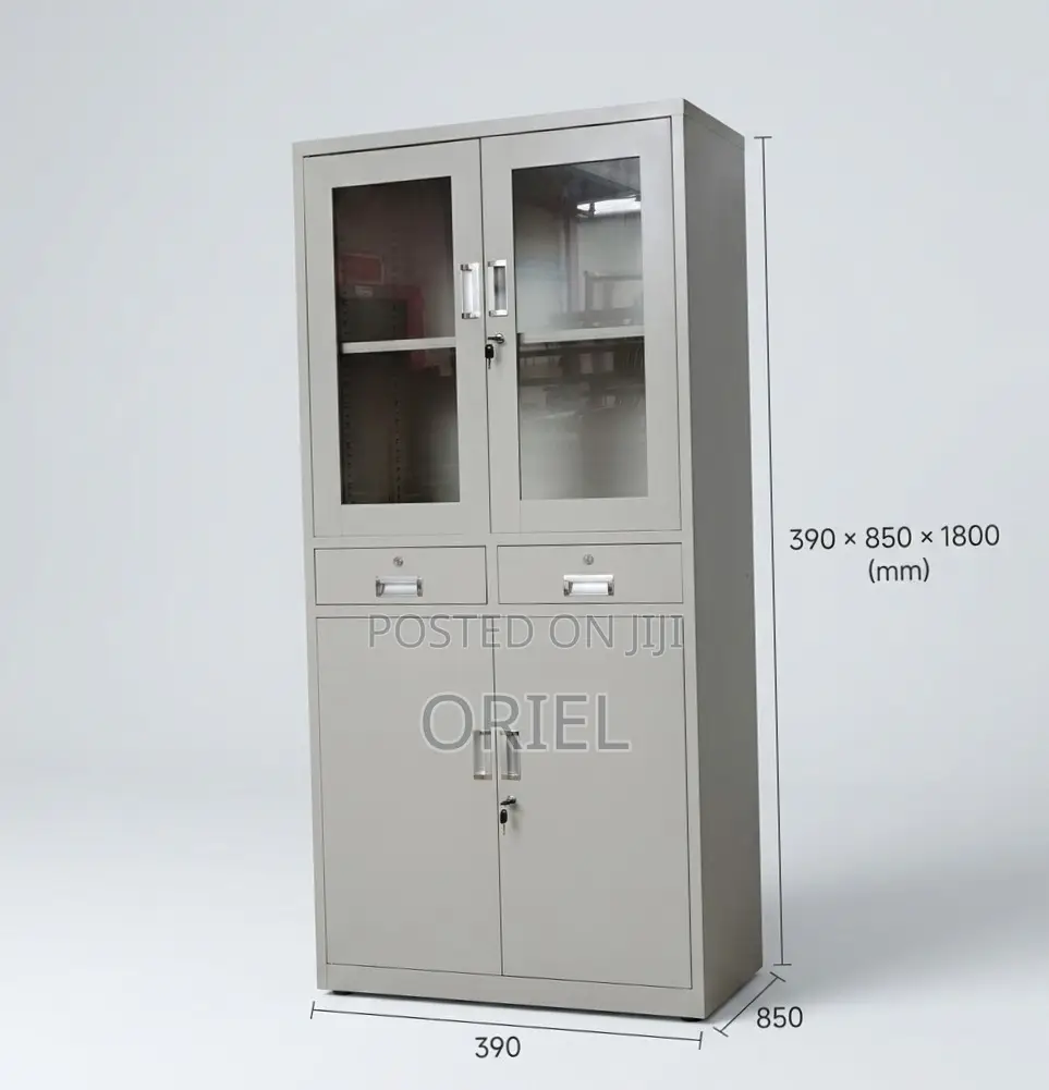Office Cabinet:2-Door Steel Office Cabinet With Fixed Lockable Drawers