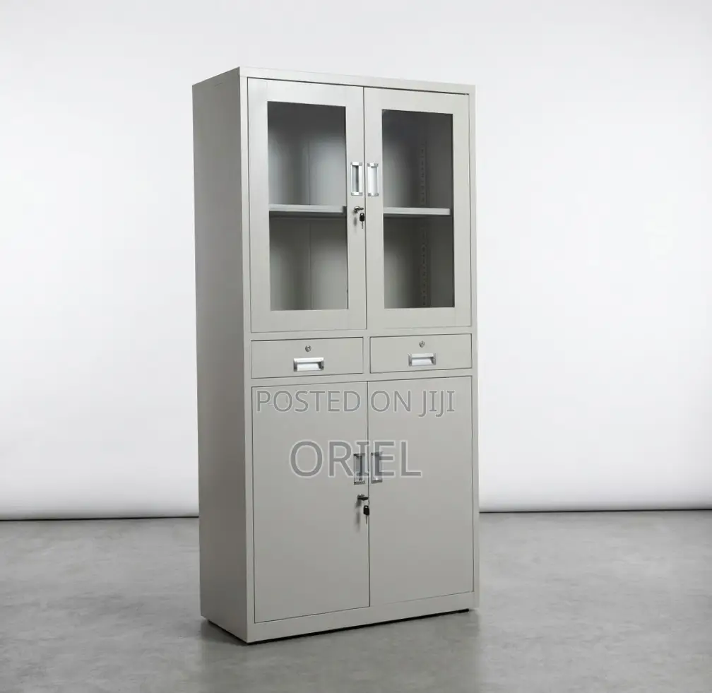 Office Cabinet:2-Door Steel Office Cabinet With Fixed Lockable Drawers