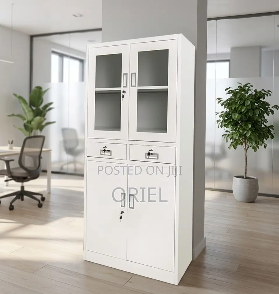 Office Cabinet:2-Door Steel Office Cabinet With Fixed Lockable Drawers