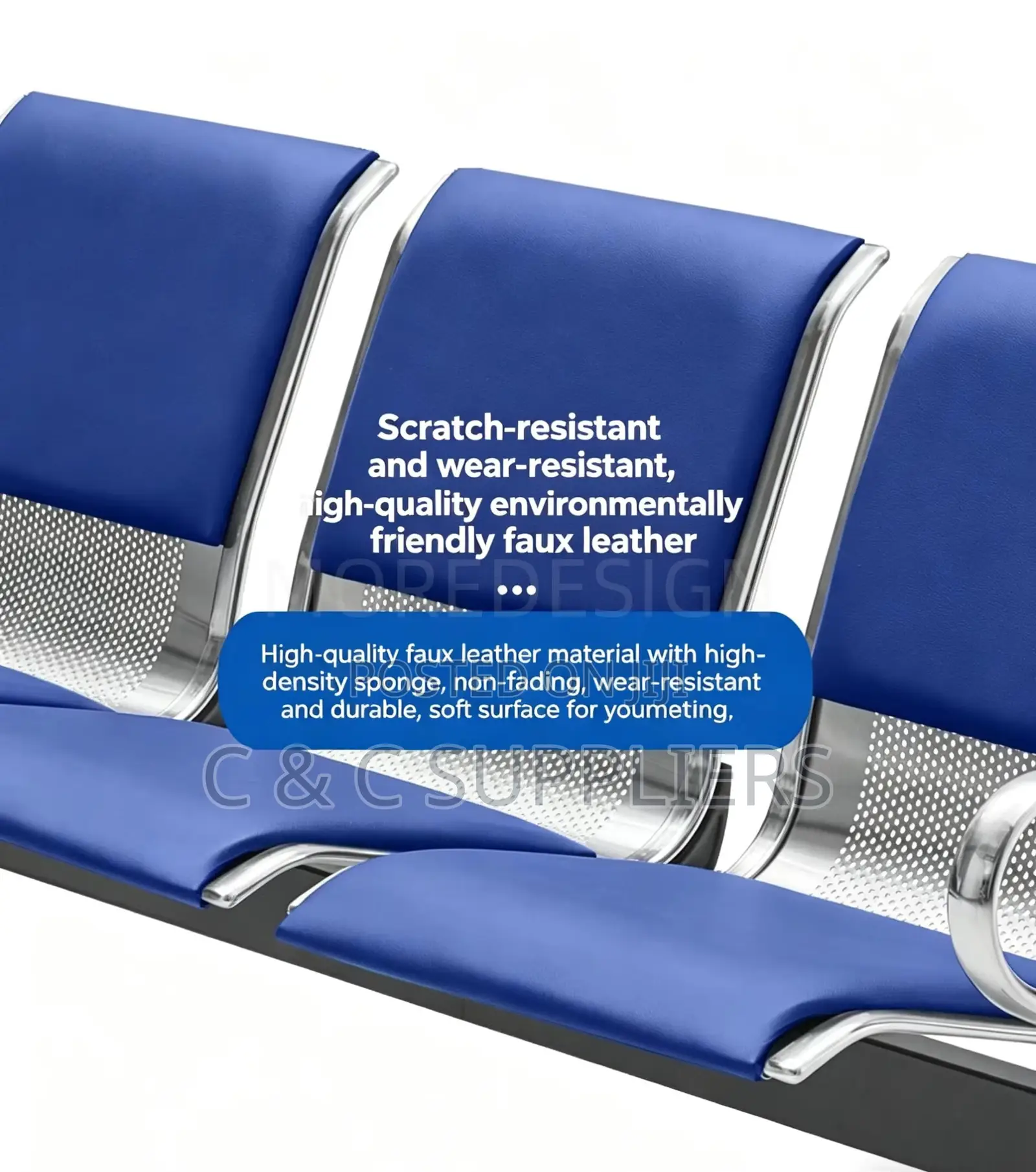 3-Link Padded Hall Way Waiting Bench.