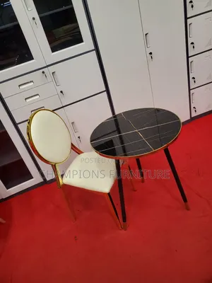 Black Marble Top Table and Medallion Chair Set