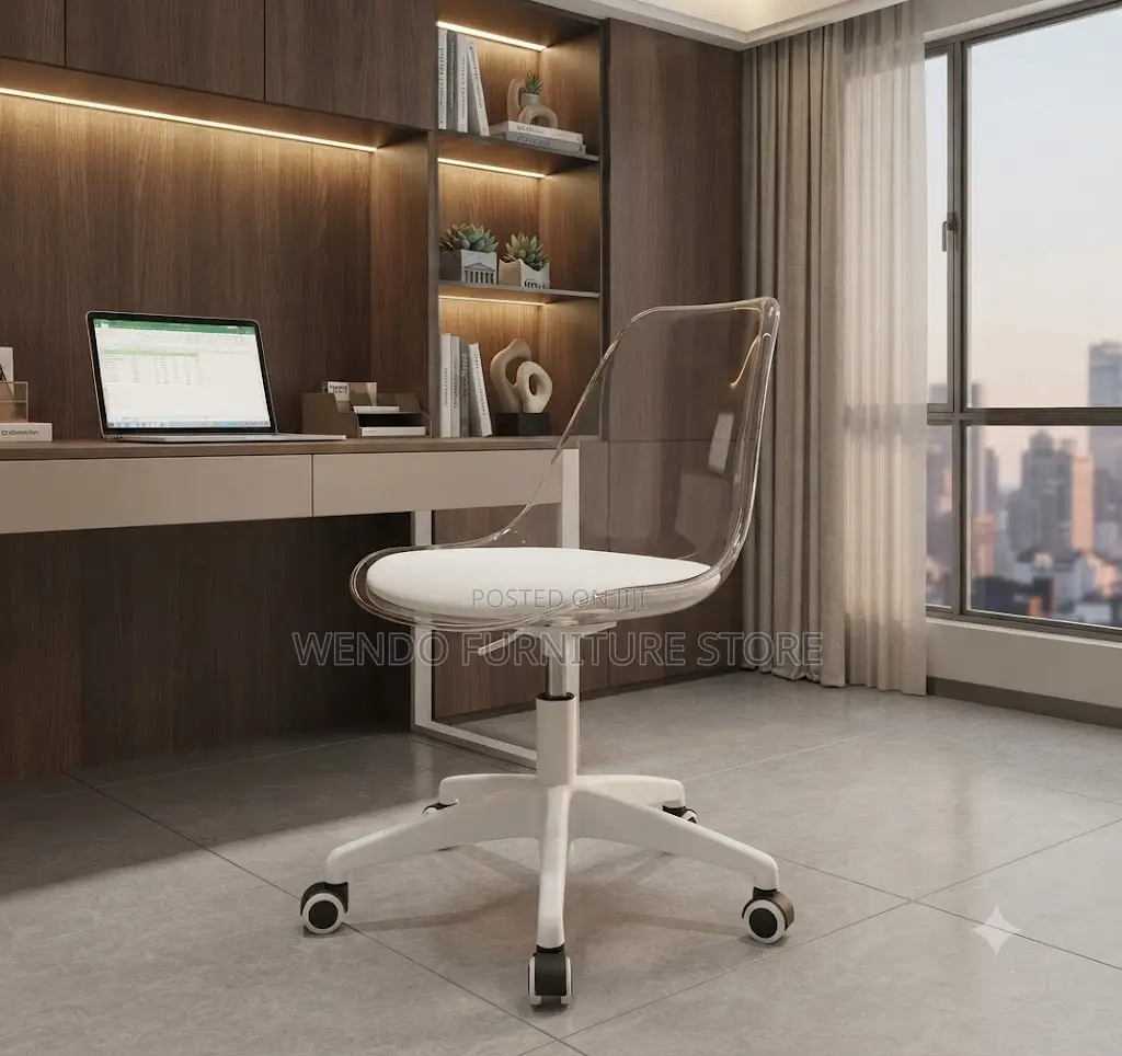 Dining Chairs; Clear Backrest Swivel Home Chair