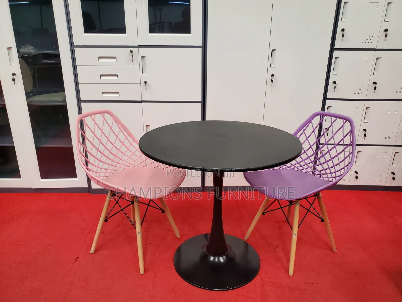 Modern Black Tulip Table and Eames Chairs Set