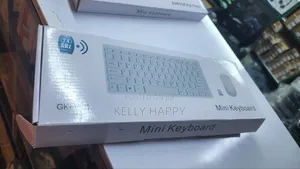 Mini Keyboard Wireless With Mouse White in Color