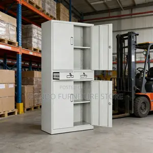 Office Cabinet; Four Doors Steel Gray Office Files Locks Cabinet