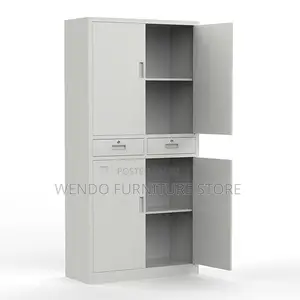 Office Cabinet; Four Doors Steel Gray Office Files Locks Cabinet