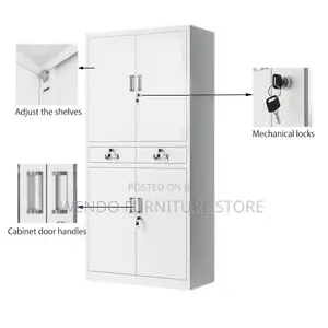 Office Cabinet; Four Doors Steel Gray Office Files Locks Cabinet