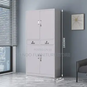 Office Cabinet; Four Doors Steel Gray Office Files Locks Cabinet