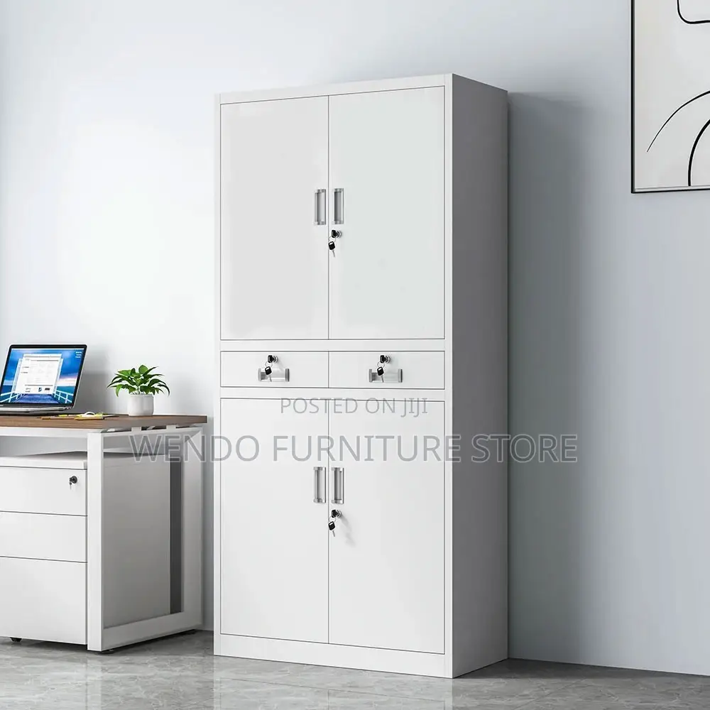 Office Cabinet; Four Doors Steel Gray Office Files Locks Cabinet
