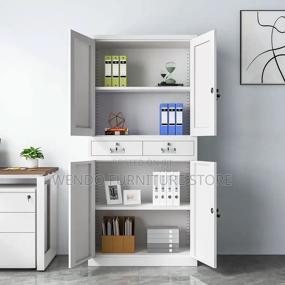 Office Cabinet; Four Doors Steel Gray Office Files Locks Cabinet
