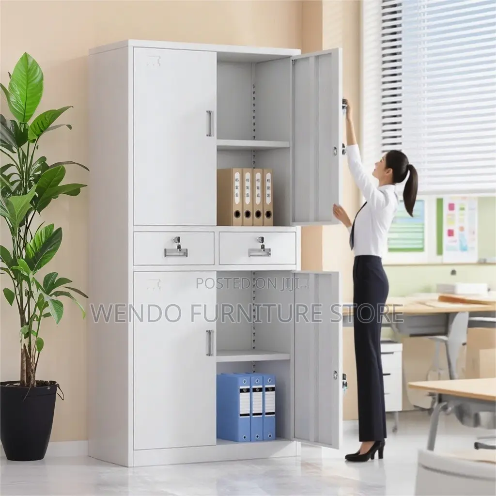 Office Cabinet; Four Doors Steel Gray Office Files Locks Cabinet