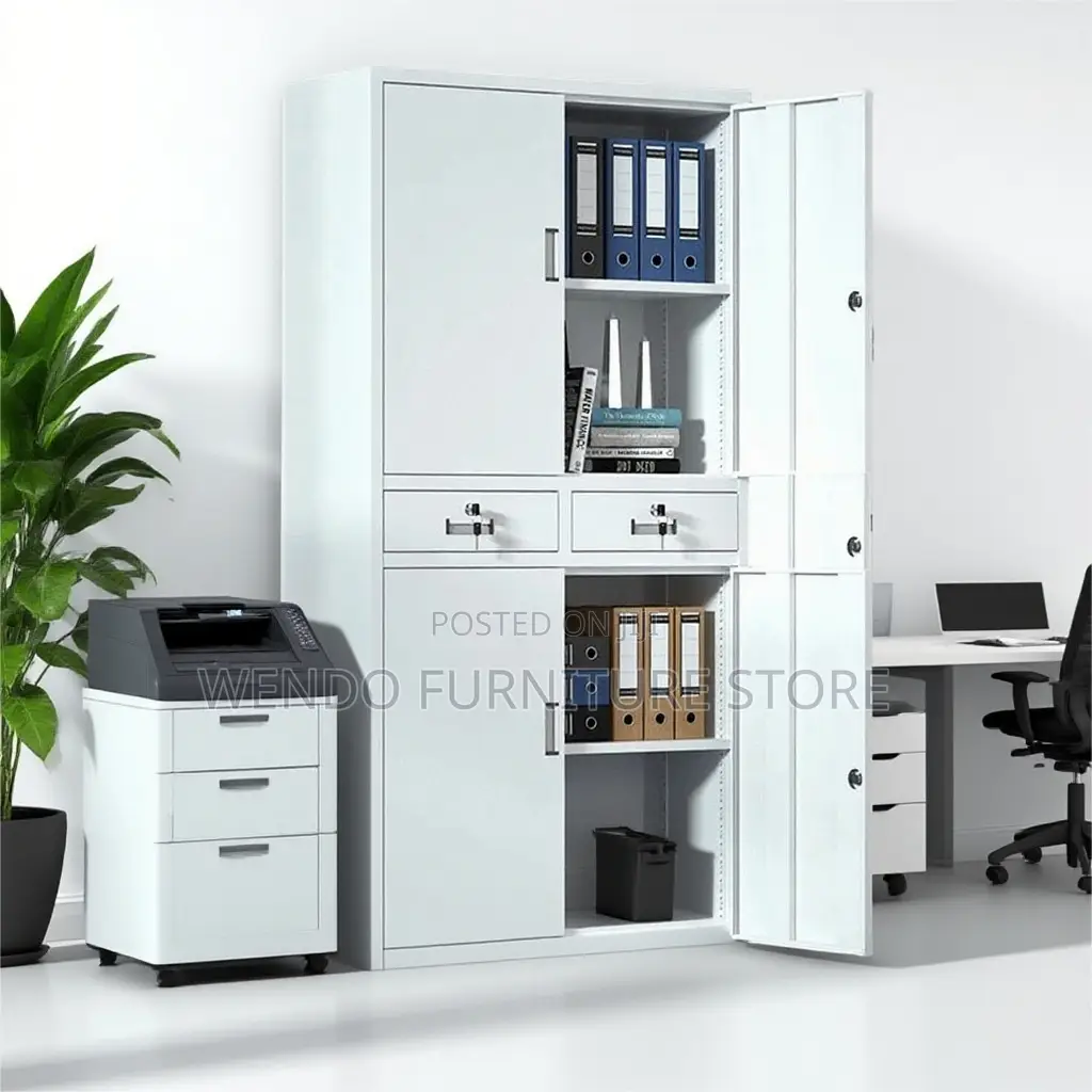 Office Cabinet; Four Doors Steel Gray Office Files Locks Cabinet