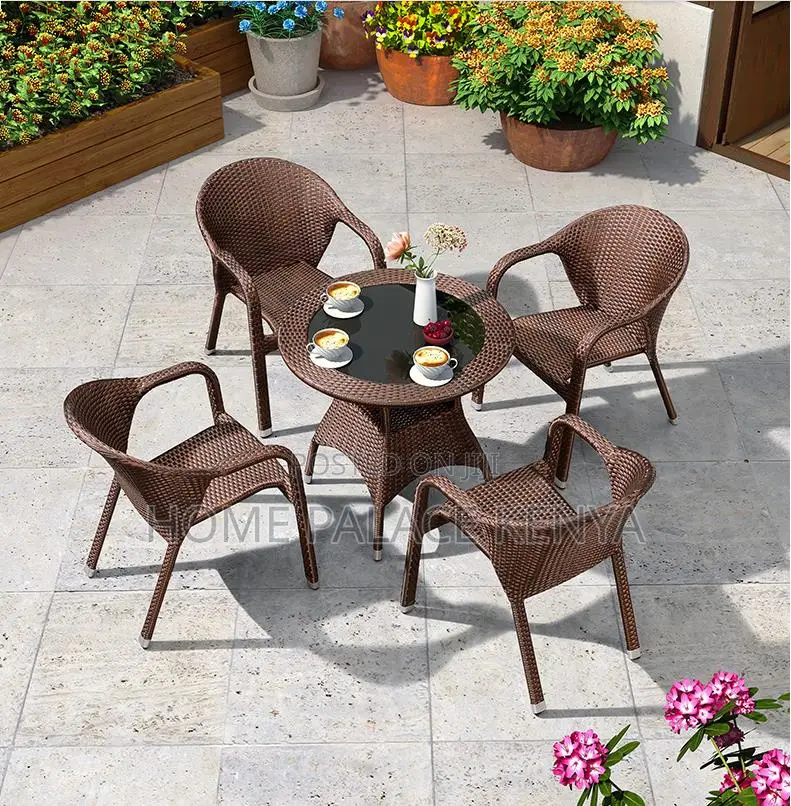 Outdoor Set; Elegant Rattan Patio Dining Set for Modern Outdoor Spaces