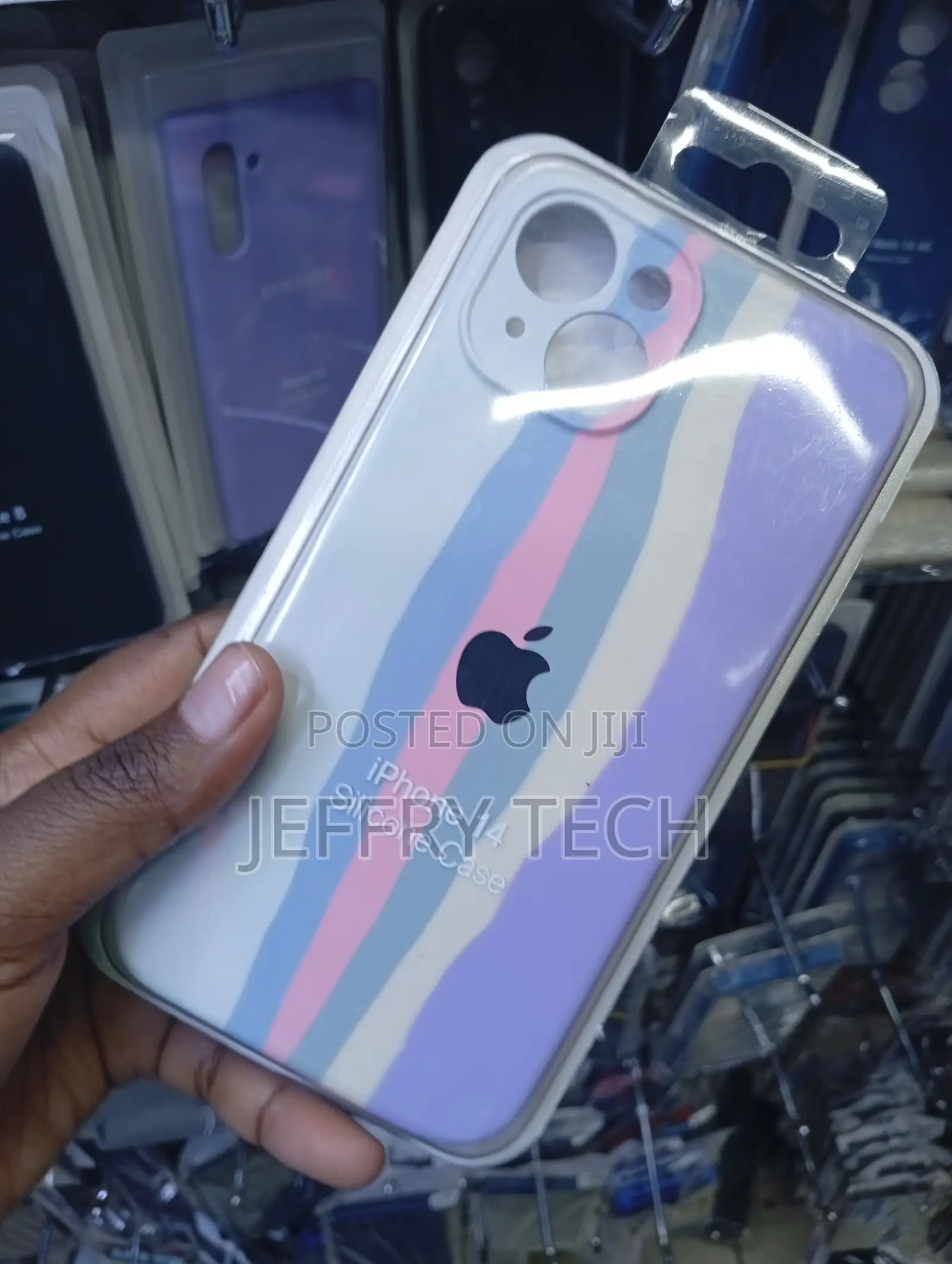 iPhone 14 Silicone Case Features a With a Vertical Striped Design