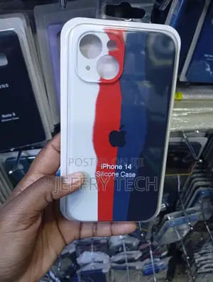 FGHIGh, iPhone 14 Silicone Case Design in Red, White, and Blue.
