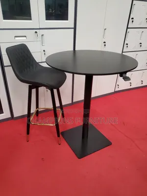 Black Adjustable Table and BarStool Set