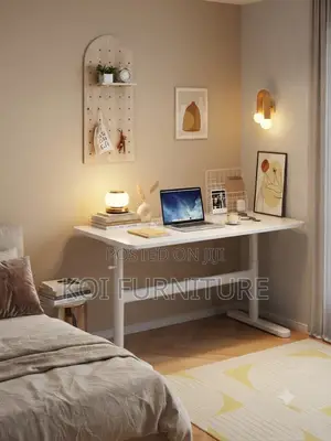 Office Desk; White Height Adjutable Manual Stand Desk