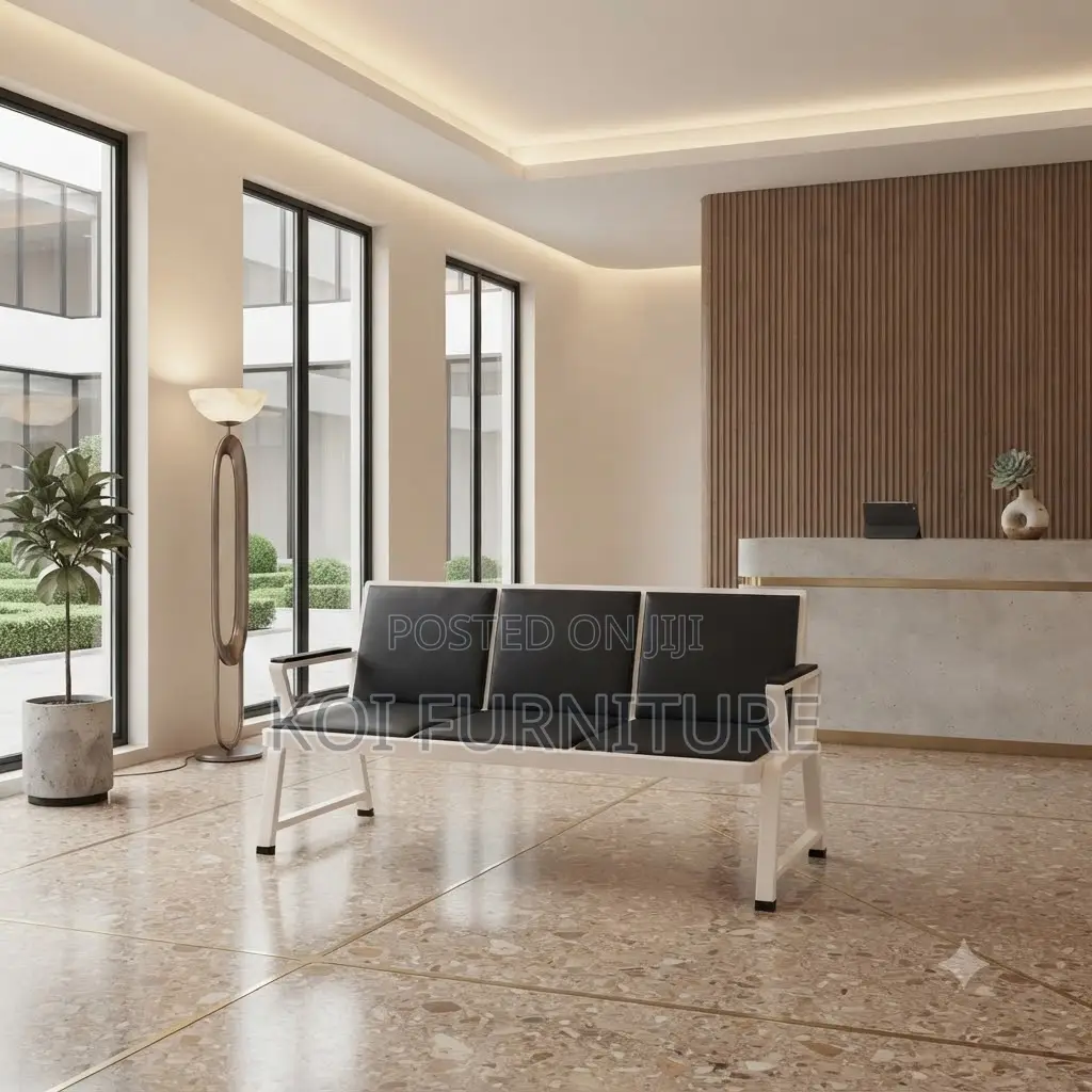 Office Benches; Three Seaters Leather Reception Waiting Area Bench