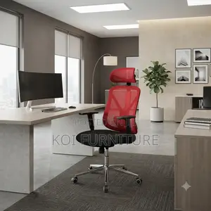 Office Chairs; High Office Chair With Red Backrest
