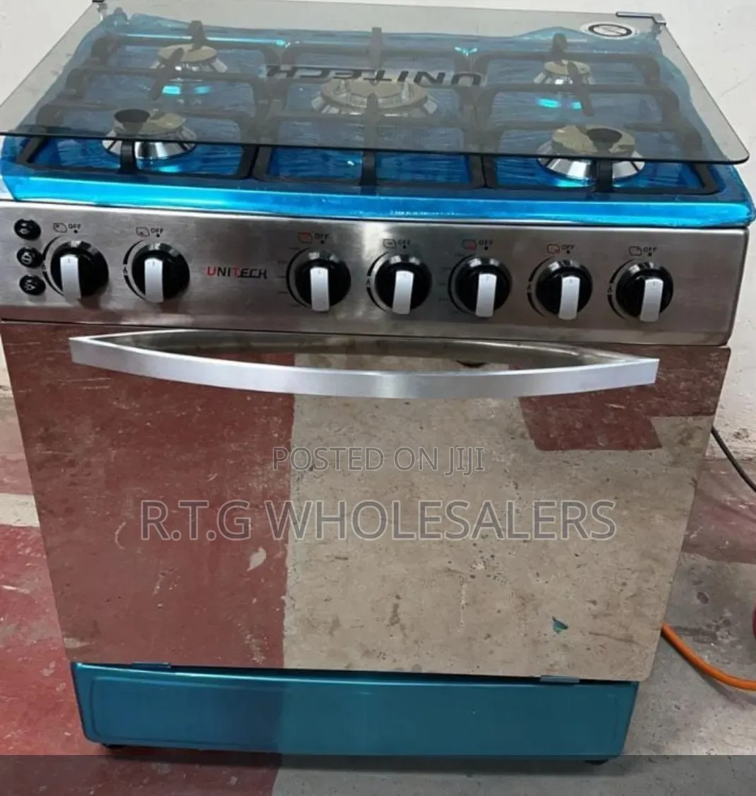 60*90 Unitech 5 Burner Freestanding Full Gas Cooker